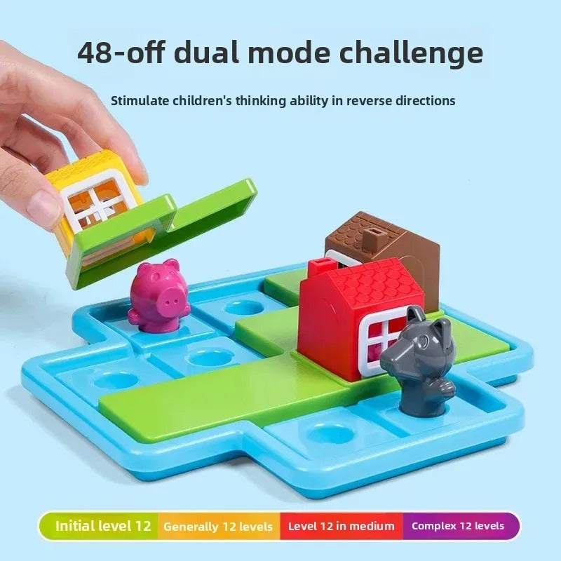 Montessori 3 Little Pigs and the Wolf Puzzle and Skill Game