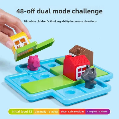 Montessori 3 Little Pigs and the Wolf Puzzle and Skill Game