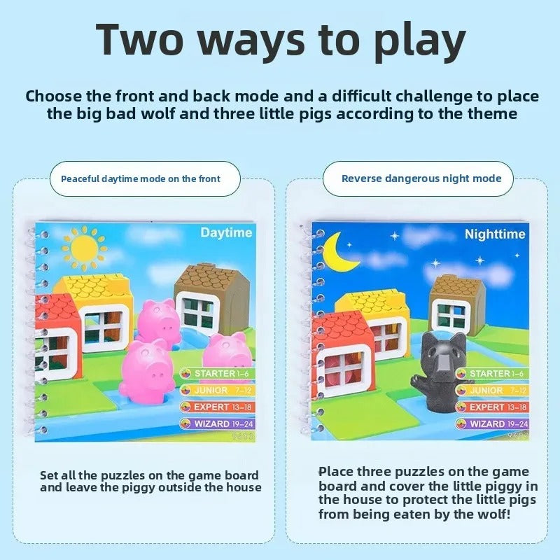 Montessori 3 Little Pigs and the Wolf Puzzle and Skill Game