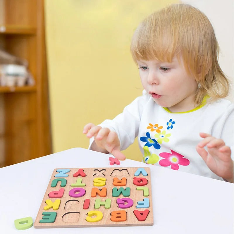 Simple Wooden Shapes, Numbers, and Letters Puzzle