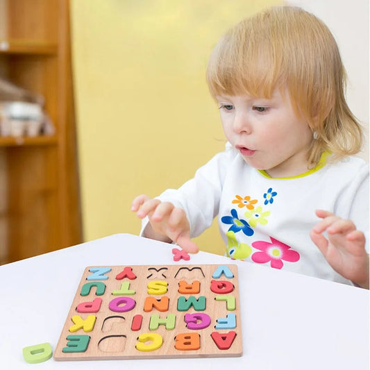 Simple Wooden Shapes, Numbers, and Letters Puzzle