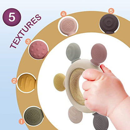 Baby Teething Toy Made of Wood and Silicone
