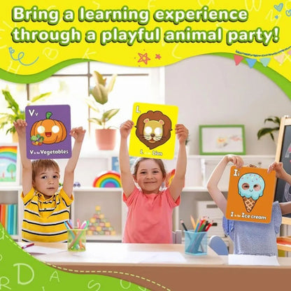 Alphabet flashcards with animal designs