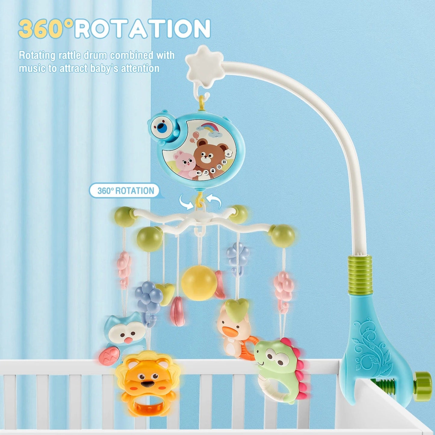 Baby crib music mobile rattle toy