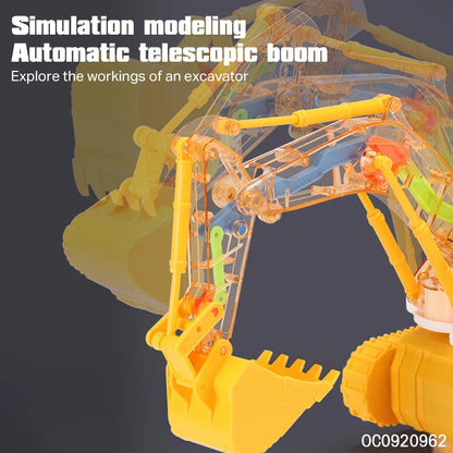 Dancing and glowing musical excavator