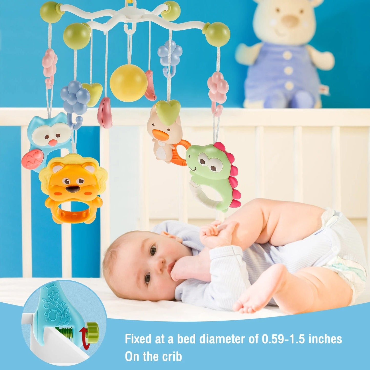 Baby crib music mobile rattle toy