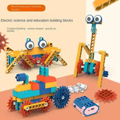 Science and education building blocks with motor