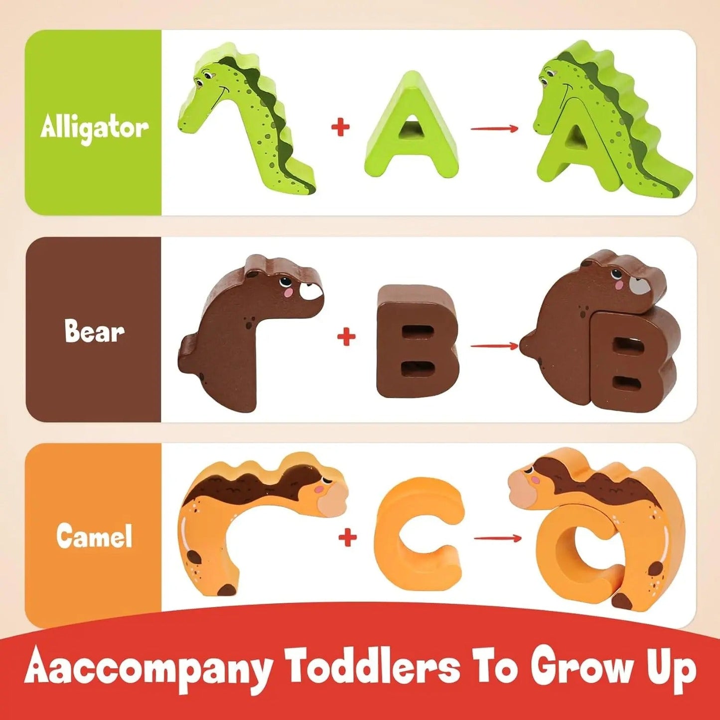 Wooden animal alphabet puzzle - A to Z learning toy for kids