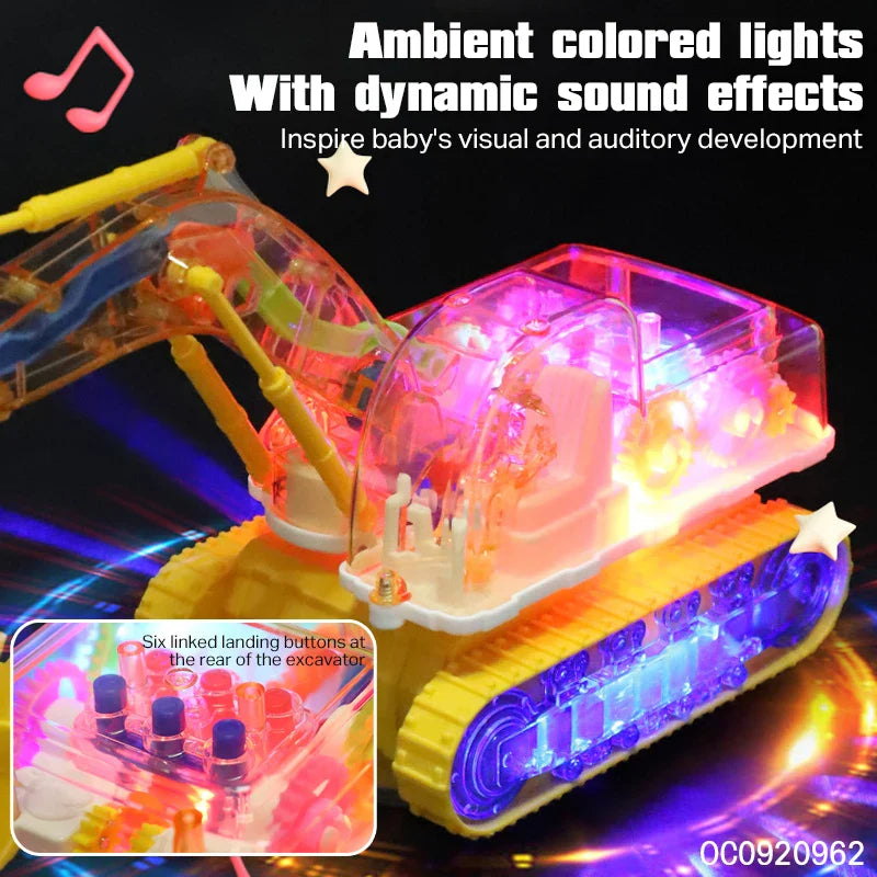 Dancing and glowing musical excavator