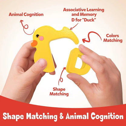 Wooden animal alphabet puzzle - A to Z learning toy for kids