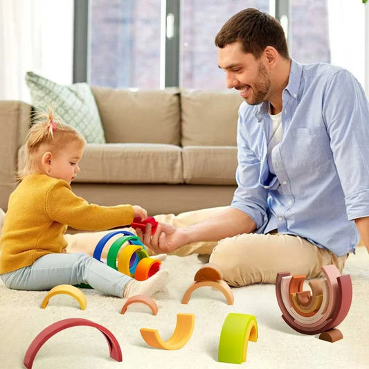 Montessori Colored Wooden Building Blocks