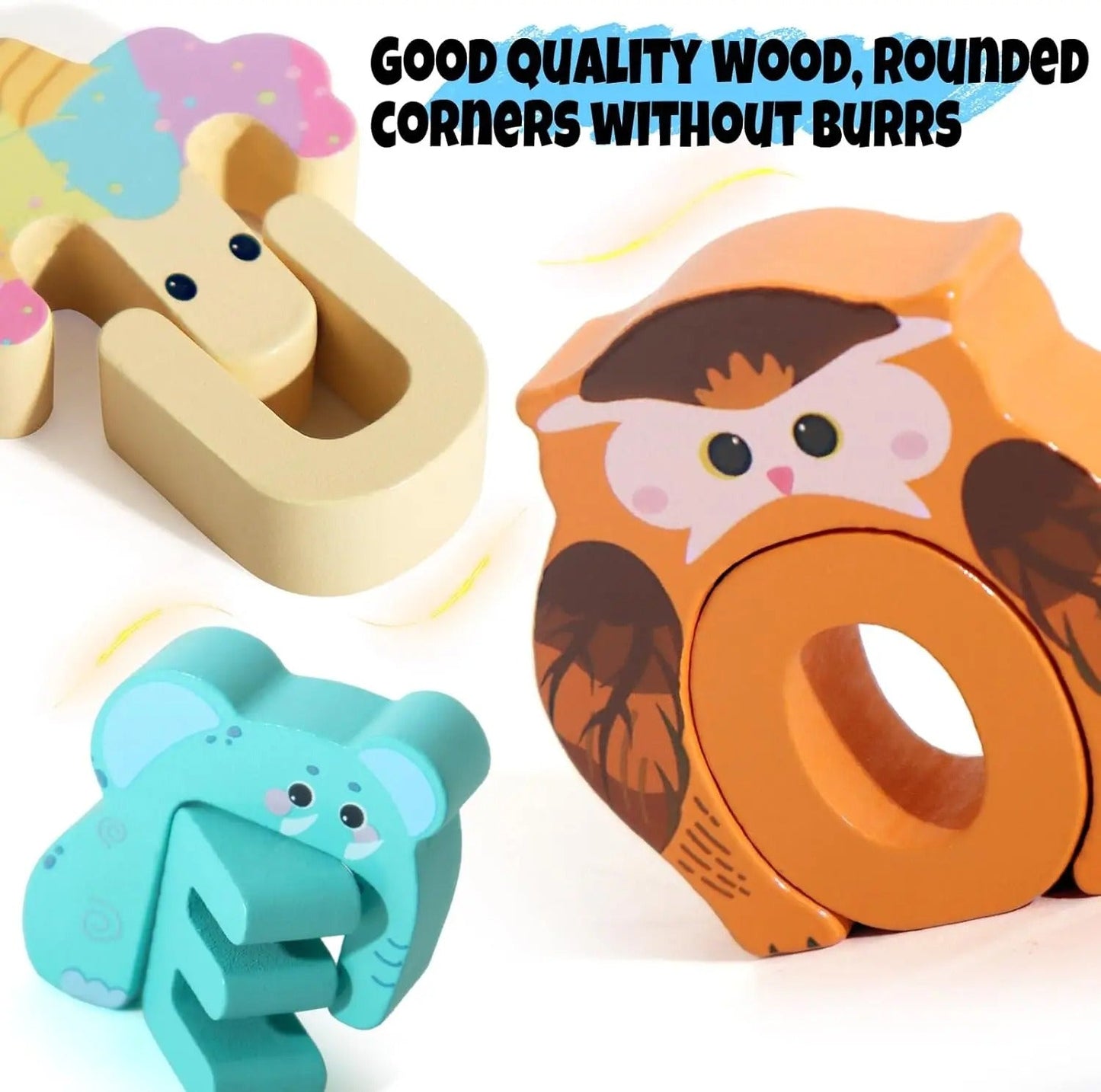 Wooden animal alphabet puzzle - A to Z learning toy for kids