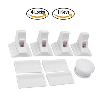 Magnetic child proofing cabinet and door lock set