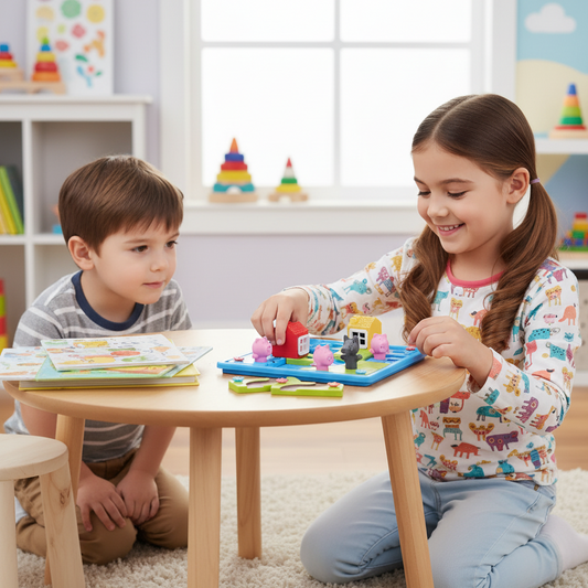 Montessori 3 Little Pigs and the Wolf Puzzle and Skill Game