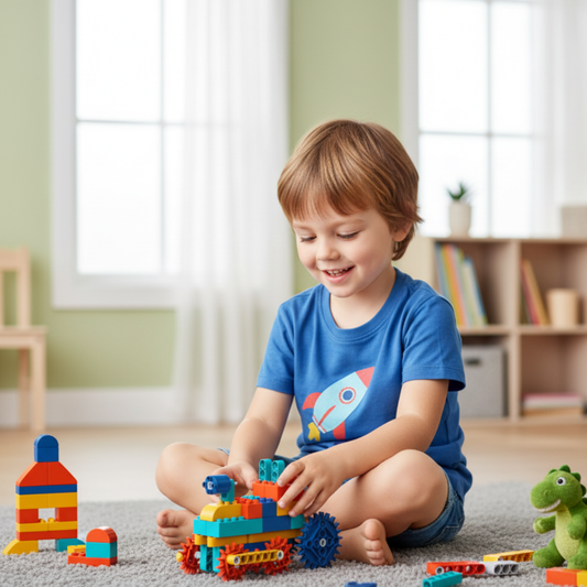 Science and education building blocks with motor